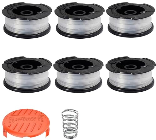 SopimusZ 6 PCS Strimmer Spool Compatible with Black and Decker A6485 A6481 AF-100,30ft 0.065 Trimmer Line Replacement with Spool Cover and Spring