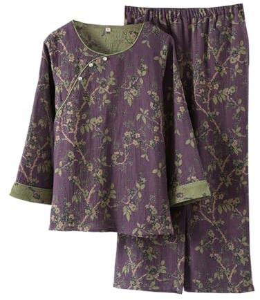 OWLONLINE Ensemble Pyjama tissé Jacquard pour Femmes, Kimono Japonais Hanfu, Costume Taille XL-W14