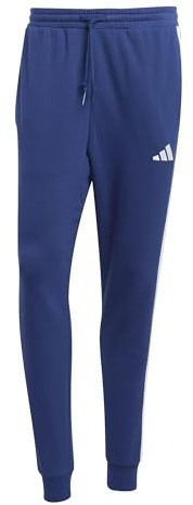 adidas Hombre Essential Three Stripes French Terry Pants, Dark Blue/White, XL
