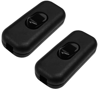 Baxcdyswe 2 Pezzi Interruttore a Pulsante, 6A 250V, Nero Interruttore Bipolare Luce, Interruttore Cavo in Linea per 2 O 3 Linea, per Piccoli Elettrodomestici, Lampade da Comodino, Lampade Scrivania