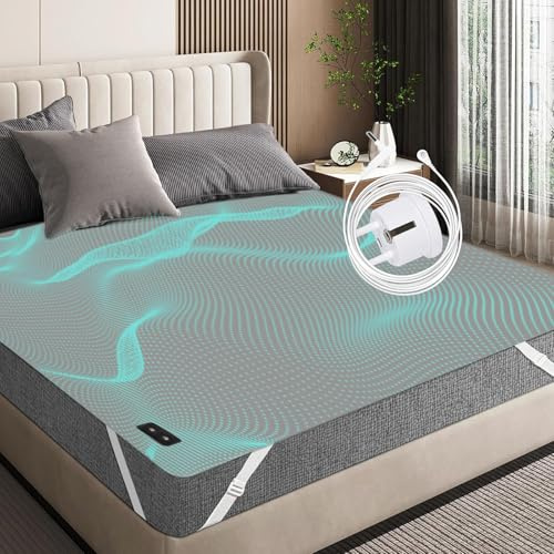 RIQINXIN Esterilla de tierra con cable de conexión a tierra, 150 x 200 cm, transpirable, fibra de plata, para la salud, con producto de tierra, sábana bajera gris