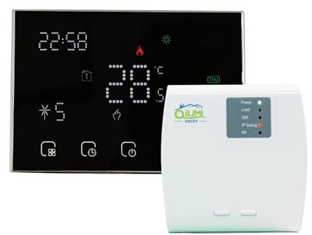 Qiumi Smart WiFi Wireless RF Termostato LED Display Regolatore di temperatura per riscaldamento a pavimento Lavoro elettrico con Alexa Google Home, batteria 16A 2AA