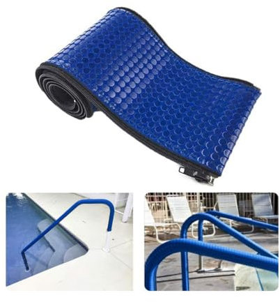 WJPUELUO 2 Pcs Pool Handrail Blue Pool Railing Zippered Inground Pool Covers Pool Handle Grip Anti Slip Handrail Covers for Swimming Pool Ladder Handles,10FT