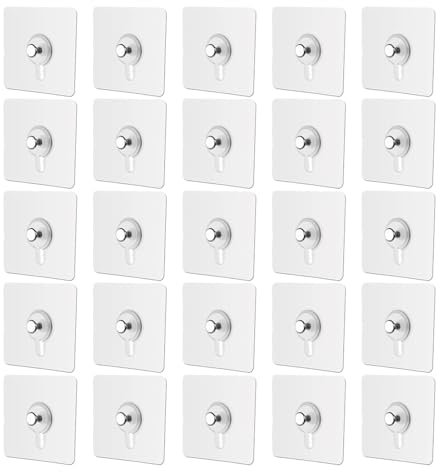 Lot de 25 Adhesif Accroche Tableau Sans Percer, Attache Cadre Crochets, Clous de Suspension Auto-adhésifs, Clous de Suspension Mural Transparent pour Accroche Cadres Photo, Art Mural, Décoratives