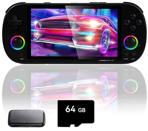 NULA TRIMUI SMART PRO Retro Handheld Game Console Built-in 64G SD Card Pre-Installed 12000+ Games, 5-inch Linux System A133P Processor Support WiFi - With Carrying Case
