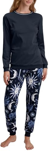 CALIDA Dampyjamas med manschetter, Mörk safir, 40-42