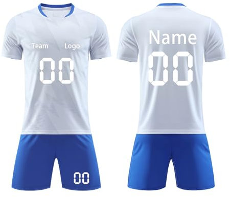 Customisable Jersey mit eigenem Namen und Nummer Logo Kinder Fußball Trikots mit T-Shirt und Shorts Fussball Set Fußball Trainingsanzug für Jungen und Männer