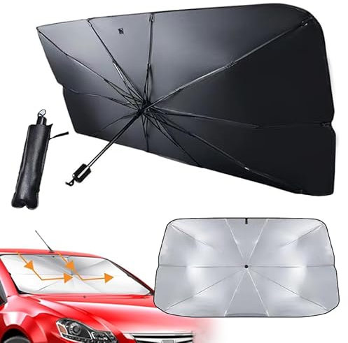 JOZMMZEOOA Parasol Coche Delantero,140x80CM Parasol Parabrisas Delantero de Coches General Plegable Paraguas Interior Paraso Delantero Coche Protección Ultravioleta Aislamiento Térmico,2025 Nuevo