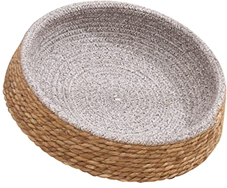 YARNOW Pet Woven Nest Bed for Small Dogs and Cats Comfortable Round Dog Sleeping Pad Design Lightweight and Breathable for Indoor Use Small Light Brown