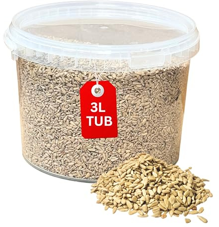 Beewarm Premium Wild Bird Food – Sunflower Hearts for Garden Birds – High Energy Wild Food, No Mess Bird Feed For All Species (3L Tub, Sunflower Heart)