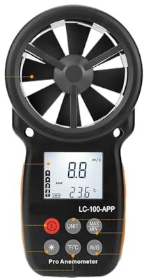 TIEOAXFT Anémomètre portatif, anémomètre numérique LC-100-APP, Connexion d'application Bluetooth sans Fil, for mesurer la Vitesse du Vent et la température