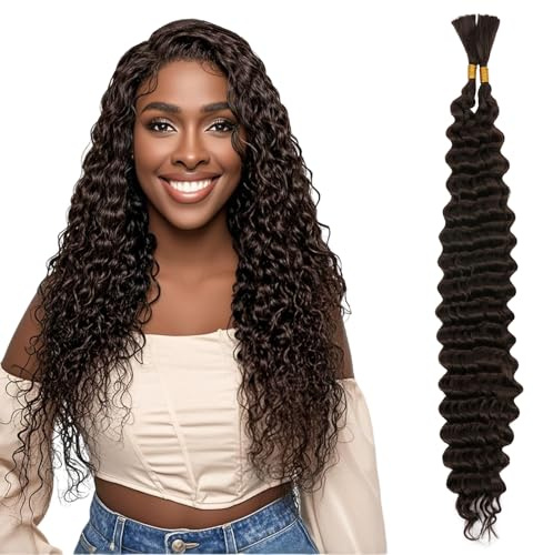 Aomig Cheveux Crochetés Tresses de Bohème, 2PACK/65CM Paquets de Bulk Cheveux Tressés Deep Wave Deep Twist, Meches pour Tresses Africaine, Braids Tissage Synthétique Bresilien (65cm,Marron)