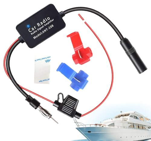 Honhoha Amplificador de Antena de Radio FM,Amplificador de Antena de Coche, Amplificador de señal de Radio FM Am para Coche de 12 V | Amplificador de recepción de señal de Antena aérea de Radio