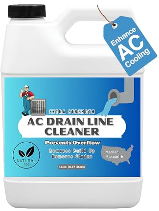 Pulitore per linee di scarico AC – Extra Strength | Elimina intasamenti e accumuli in HVAC A/C e linee di scarico della condensa | Pulitore sicuro ed efficace per macchine per ghiaccio e altre