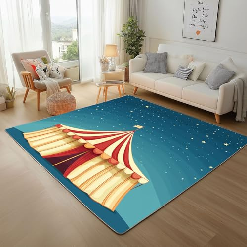 Générique Chapiteau de Cirque Tapis Antidérapant 140x200cm - Galaxie Bleu Imprimé Ne perd Pas Ses Poils - Tapis Lavable pour Salon, Chambre à Coucher, Salle à Manger, Descente de Lit