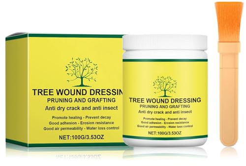 Professional Tree Wound Sealer & Pruning Sealant, Fast-Healing Paste for Damaged Trees with Brush, Shrubs & Bonsai, Easy Application. Protects Cuts, Grafts & Pruned Branches from Pests & Disease