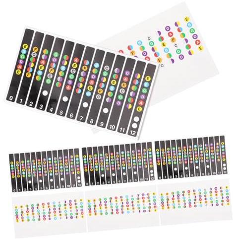 SOIMISS Adesivi per Chitarra Tastiera Allenamento 8pezzi, Sticker Pvc per Principianti Note e Accordi Visibili