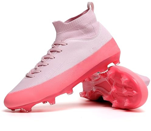 TOPSFEBA Soccer Cleats for Mens Womens Indoor Soccer Shoes Unisex Baseball Turf Shoes Youth Rugby Shoes Adult AG FG TF Football Boots Wide Training Sneaker (T2606 Fen AG_38)