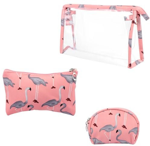 SOLUSTRE Juego de 3 Bolsas de Aseo Portátiles para Cosméticos, Material PU y Algodón, Tamaño Pequeño Práctico, Gran Capacidad para Ducha y Hogar