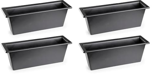 AC - Pack de 4 Jardineras de Plástico para Cementerio, Maceta Rectangular Resistente para Flores Naturales o Artificiales, Fabricado en España (Negro - 30 cm)