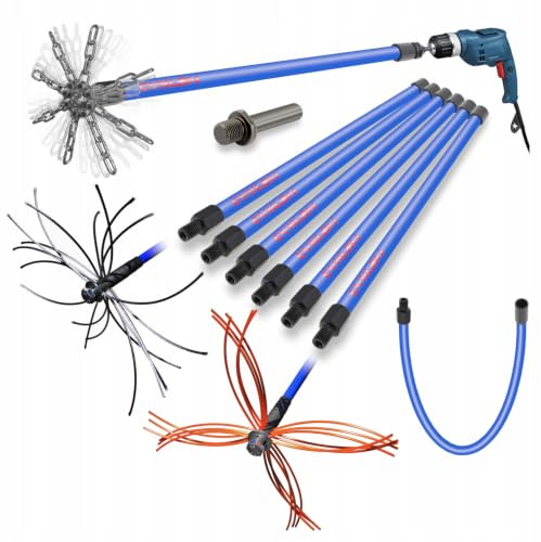 Cyklon Scovolo Canna Fumaria 11m per Trapano - Canna Fumaria Dal Basso | Kit Pulizia - Spazzola Camino Collegabile per Spazzacamino Flessibile - Pulizia Camino - Tubo Stufa e Fuliggine Secca