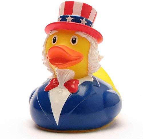 Duckshop I Badeente Uncle Sam I Quietscheente I L: 8,5 cm I Quietscheentchen I Geschenk für USA-Fans I Präsent Patrioten