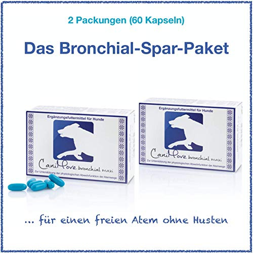 CaniMove bronchial Maxi Doppelpack (2 x 30 Kapseln) Ergänzungsfuttermittel für Hunde zur Linderung von Husten
