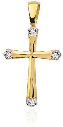 Kreuz Anhänger Gold Gelbgold Weißgold 585 14K Goldanhänger Kettenanhänger Diamanten Brillanten für Damen Jungen
