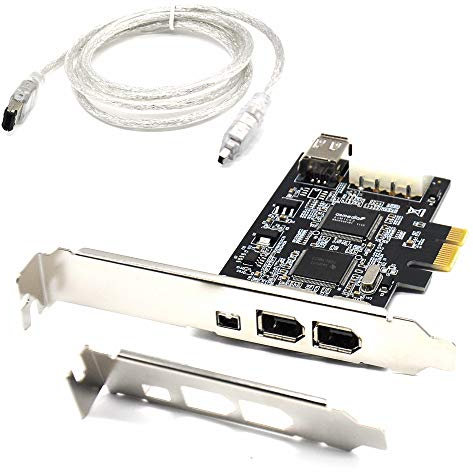 Padarsey - Scheda PCIe Firewire per Windows 10, IEEE 1394 PCI Express Controller a 4 porte (3 x 6 pin e 1 x 4 pin), adattatore Firewire 800 1394a per Windows 7/8/Mac OS con staffa a basso profilo e