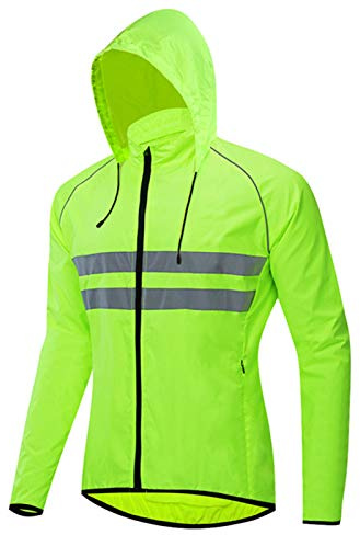 Veste De Vélo pour Hommes,Veste à Manches Longues Réfléchissant Coupe-Vent Randonnée à Vélo Sécurité Veste De Running Résistant à l'eau Manteau Vêtements De Sport,pour Pl