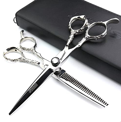 AXEMOORE Professionelle linke Haarschneider 6 Zoll frisuren schere(2Stück) | Edelstahl Haarschneider,für Damen und Männer