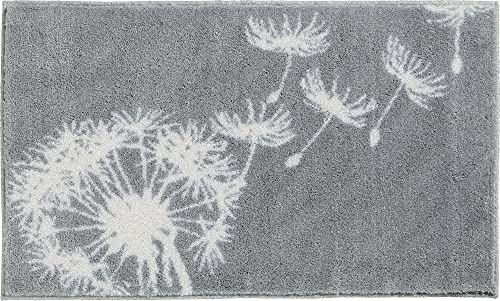 Erwin Müller Badematte, Badteppich, Badvorleger Pusteblume Prasonisi grau Größe 80x140 cm - rutschhemmend, flauschig weich, für Fußbodenheizung geeignet
