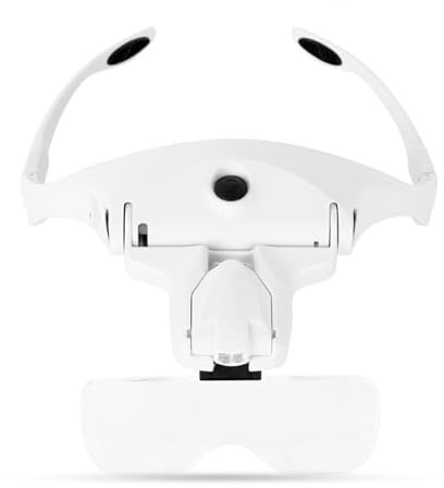 Candeon Lente Ingrandimento per Testa Con Luce LED, Lente Di Ingrandimento Illuminata per Fascia, Occhiali Ingrandimento Professionali Mani Libere Auricolare Lente Ingrandimento Con 5 Lenti, 1.0-3.5X