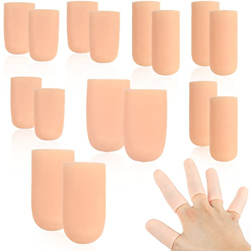 Fingerschutz , 16x Gel Fingerlinge 3 Größe Silikon Fingerkuppenschutz | Fingerkappen bei Verletzung Bei Blasen, Fingerknacken, Fingerarthritis und Mehr