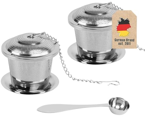 INTIRILIFE 5-teiliges Teeset mit Aufgussvorrichtungen und Löffel aus Edelstahl in Silber - 5 x 5 x 10 cm - Für köstlichen Tee ob Zuhause oder auf Reisen