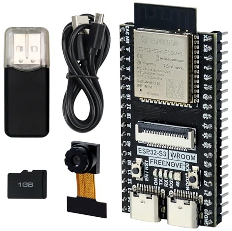 Freenove ESP32 ESP32-S3 Kamera Board Kit (8 MB Flash) mit 1GB Karte | Dual-Core 32-Bit 240 MHz Mikrocontroller, USB-OTG Kamera WiFi+BT, Python C Code, Beispielprojekte Tutorial
