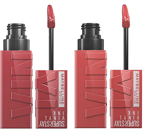 Maybelline New York Superstay Vinyl Ink Lip Color Birralle Color 35 Cheeky Superstay Vinyl Ink Color 40 Witty Finish Bright - 2 Lippenstifte with Precision Applicator