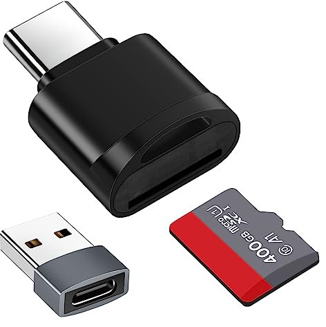 Lecteur de Carte TF, Lecteur de Carte Micro SD, Adaptateur de Lecteur de Carte Mémoire TF Type C avec Adaptateur USB C vers USB Compatible avec Les Ordinateurs Portables, MacBook, Samsung (Noir)