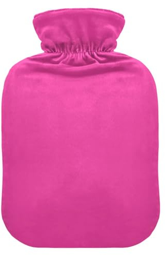 Camellia Wärmflaschen mit weichem Samtbezug, Wärmbeutel für Nacken, Schulter und Menstruationsbeschwerden, 2 Liter