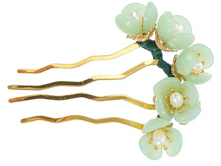 DOITOOL Épingle À Cheveux Jade Fleur Lotus Rétro Accessoire Coiffure Élégant Décoration Pour Soirée Mariage 3.15 X 2.48 Pouces