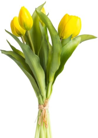 Botanic-Haus künstliches Tulpenbündel/künstlicher Tulpenbund Sandy mit 4 Tulpen und 3 Tulpenknospen Farbe: gelb real Touch