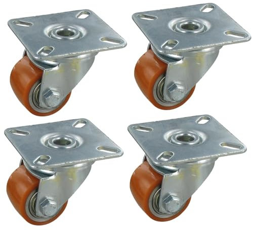 Rollentechnik Satz 4x Mini Schwerlast Rollen | 4x Rollentechnik Lenkrolle Polyurethan Ø35X27 Höhe 52 mm Tragfähigkeit 300 kg/Satz
