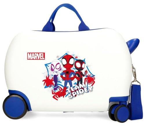Disney Spidey Team Luggage - Bagaglio per bambini, ragazzi, il bagaglio a mano a 4 ruote con lucchetto a combinazione laterale Spidey è realizzato in ABS, un materiale rigido e leggero.