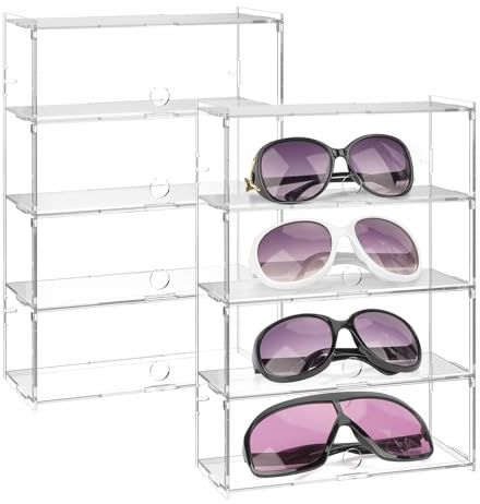 Sonnenbrillen-Organizer aus Acryl für extra große Sonnenbrillen, Brillenhalter, Sonnenbrillen-Präsentationsständer mit 4 Schubladen, Sonnenbrillen-Aufbewahrungs-Organizer, kompatibel mit Gucci GG0876S