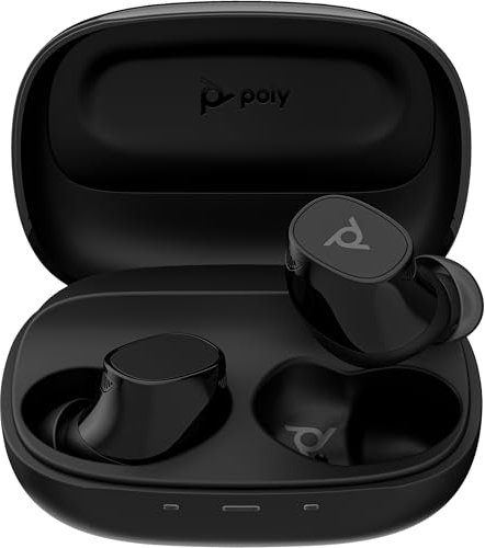 Poly Voyager Free 20 In-Ear-Headset und Ladeetui, USB-C, Noise Cancelling, KI-Geräuschunterdrückung, Sprachsteuerung, QI Wireless Charging, bis zu 12 Stunden Hördauer, Grau
