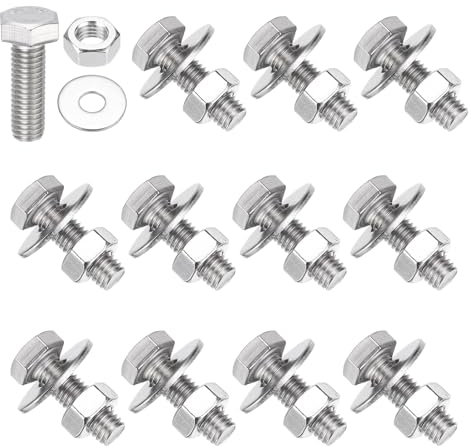 PATIKIL Boulons Hexagonaux M8 x 25mm, 12 Pièces en Acier Inoxydable 304 avec Écrou Hexagonal et Rondelle Plate, Vis à Tête Hexagonale à Filetage Complet, Vis de Machine, Argent