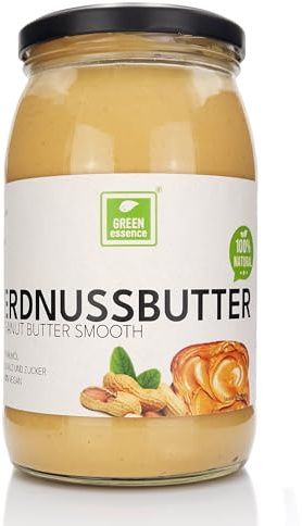 Zuckerfreie Erdnusscreme im Glas 900ml 100% Erdnusspaste von Green Essence