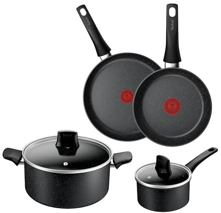 Tefal Lot de 4 casseroles 16 cm + couvercle, poêles 20/26 cm, faitout 24 cm + couvercle, revêtement anti-adhésif haute performance, compatible avec toutes les cuisinières, y compris induction,