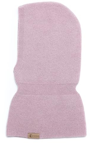 KNITAS Einlagig Gestrickte Kindermütze aus Merino und Kaschmirwolle für Babys, Kleinkinder I Super Weiche Warme Sturmhaube I Kinder Wintermütze in Rosa - Größe (46-50) für (1-3) Jahre