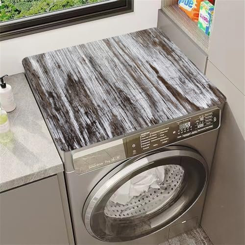 Highdi Housse de Protection pour Machine à Laver Top, Planche Bois Rétro Coussin de Machine à Laver Antidérapant Housse de Machine à Laver pour Machine à Laver Ou Sèche-Linge (Gris,50x60cm)